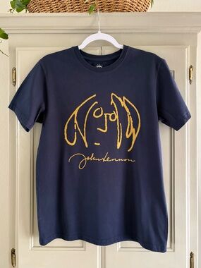 JOHN LENNON Imagine Self Portrait T-Shirt | Navy Yellow | Size Small